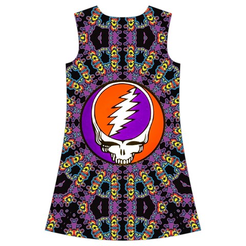 Gratefuldead Grateful Dead Pattern Kids  Short Sleeve Velvet Dress from ArtsNow.com Back
