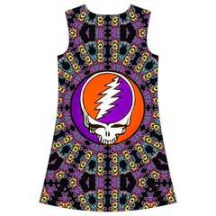 Gratefuldead Grateful Dead Pattern Kids  Short Sleeve Velvet Dress from ArtsNow.com Back