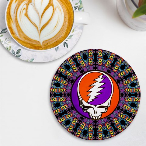 Gratefuldead Grateful Dead Pattern UV Print Round Tile Coaster from ArtsNow.com Front