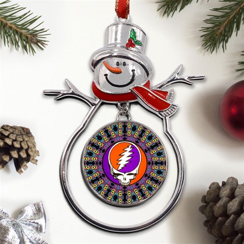 Gratefuldead Grateful Dead Pattern Metal Snowman Ornament from ArtsNow.com Front