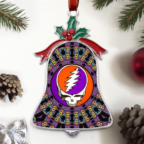 Gratefuldead Grateful Dead Pattern Metal Holly Leaf Bell Ornament from ArtsNow.com Front