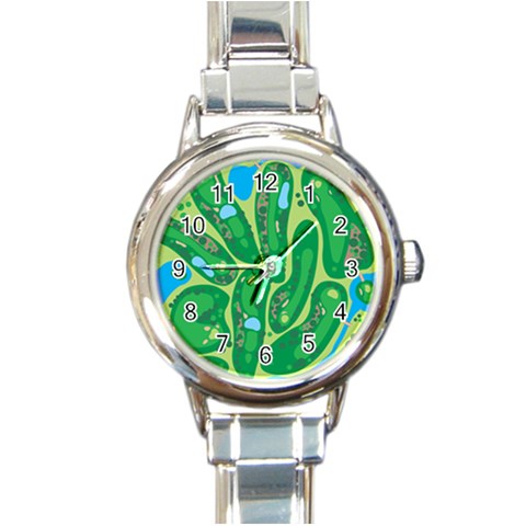 Golf Course Par Golf Course Green Round Italian Charm Watch from ArtsNow.com Front
