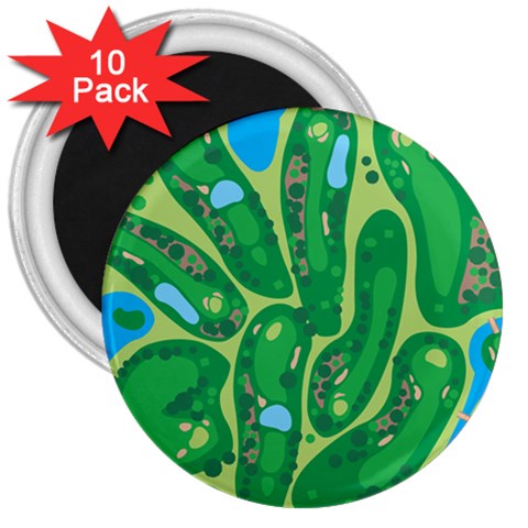 Golf Course Par Golf Course Green 3  Magnets (10 pack)  from ArtsNow.com Front