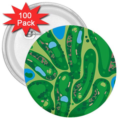 Golf Course Par Golf Course Green 3  Buttons (100 pack)  from ArtsNow.com Front