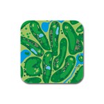 Golf Course Par Golf Course Green Rubber Square Coaster (4 pack)