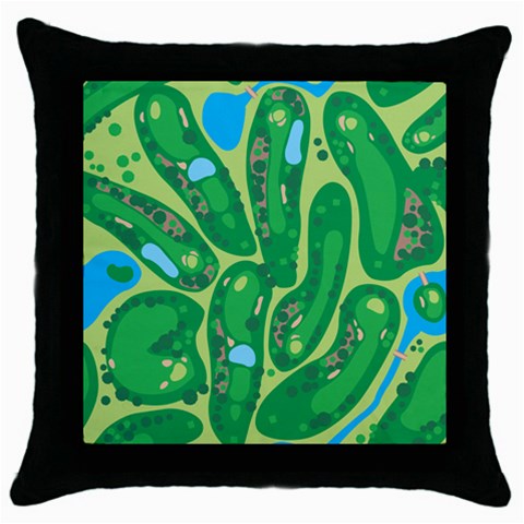 Golf Course Par Golf Course Green Throw Pillow Case (Black) from ArtsNow.com Front
