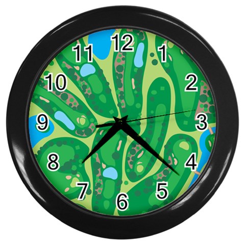 Golf Course Par Golf Course Green Wall Clock (Black) from ArtsNow.com Front