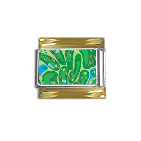 Golf Course Par Golf Course Green Gold Trim Italian Charm (9mm) from ArtsNow.com Front