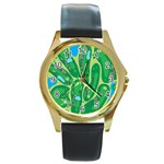 Golf Course Par Golf Course Green Round Gold Metal Watch