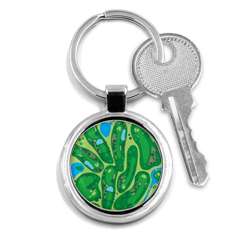 Golf Course Par Golf Course Green Key Chain (Round) from ArtsNow.com Front