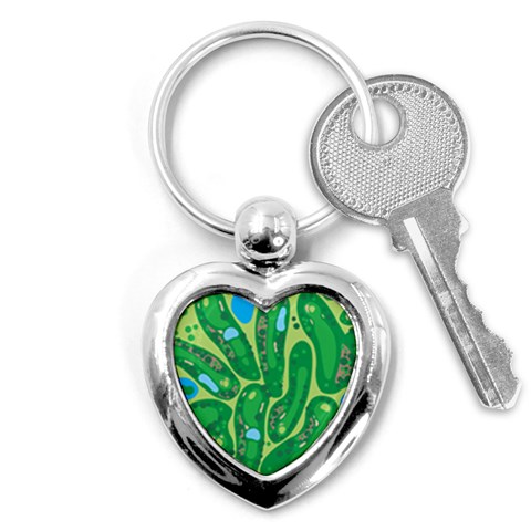 Golf Course Par Golf Course Green Key Chain (Heart) from ArtsNow.com Front