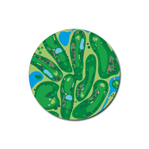Golf Course Par Golf Course Green Rubber Round Coaster (4 pack) from ArtsNow.com Front