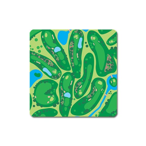 Golf Course Par Golf Course Green Square Magnet from ArtsNow.com Front