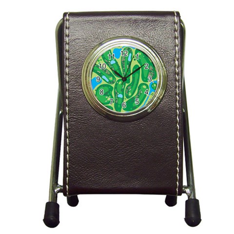 Golf Course Par Golf Course Green Pen Holder Desk Clock from ArtsNow.com Front