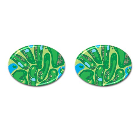 Golf Course Par Golf Course Green Cufflinks (Oval) from ArtsNow.com Front(Pair)