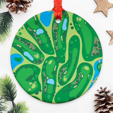 Golf Course Par Golf Course Green Round Ornament (Two Sides) from ArtsNow.com Front