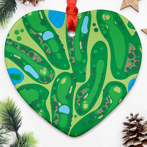 Golf Course Par Golf Course Green Heart Ornament (Two Sides) from ArtsNow.com Front