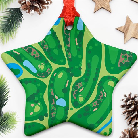 Golf Course Par Golf Course Green Star Ornament (Two Sides) from ArtsNow.com Front