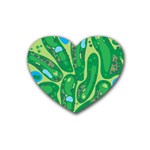 Golf Course Par Golf Course Green Rubber Coaster (Heart)