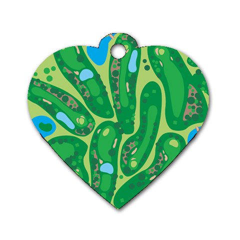 Golf Course Par Golf Course Green Dog Tag Heart (Two Sides) from ArtsNow.com Front