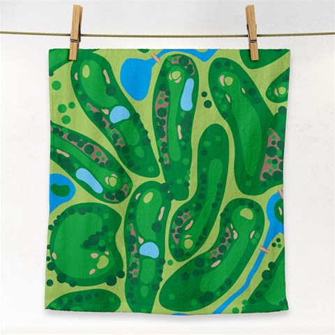 Golf Course Par Golf Course Green Face Towel from ArtsNow.com Front