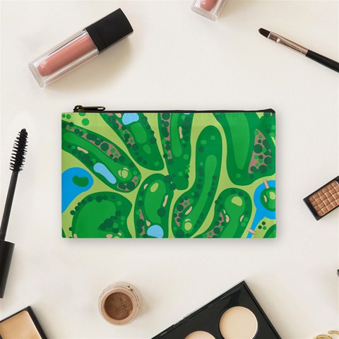 Golf Course Par Golf Course Green Cosmetic Bag (Small) from ArtsNow.com Front