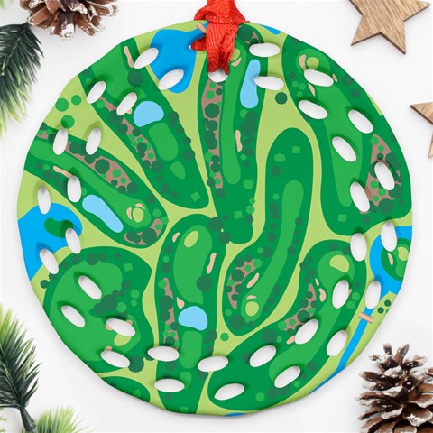 Golf Course Par Golf Course Green Round Filigree Ornament (Two Sides) from ArtsNow.com Front