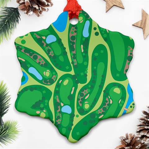 Golf Course Par Golf Course Green Snowflake Ornament (Two Sides) from ArtsNow.com Back