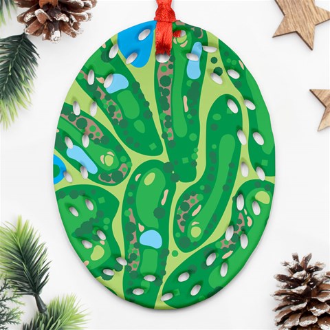 Golf Course Par Golf Course Green Ornament (Oval Filigree) from ArtsNow.com Front