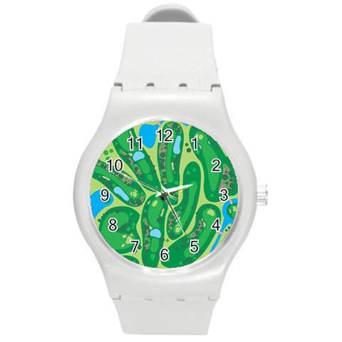 Golf Course Par Golf Course Green Round Plastic Sport Watch (M) from ArtsNow.com Front