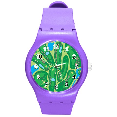Golf Course Par Golf Course Green Round Plastic Sport Watch (M) from ArtsNow.com Front