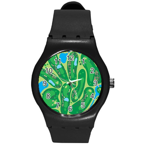 Golf Course Par Golf Course Green Round Plastic Sport Watch (M) from ArtsNow.com Front