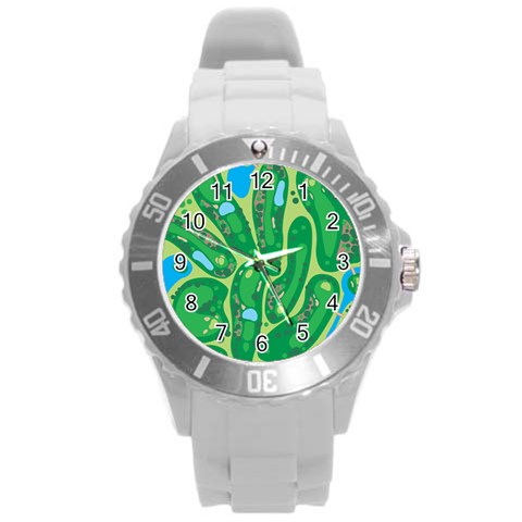 Golf Course Par Golf Course Green Round Plastic Sport Watch (L) from ArtsNow.com Front