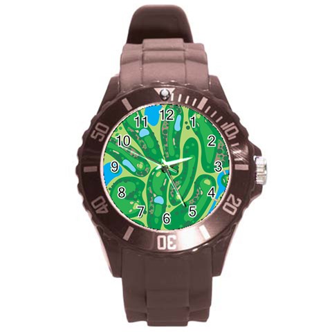 Golf Course Par Golf Course Green Round Plastic Sport Watch (L) from ArtsNow.com Front