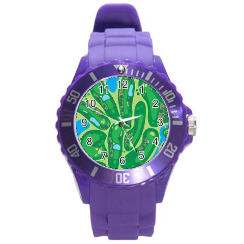 Golf Course Par Golf Course Green Round Plastic Sport Watch (L) from ArtsNow.com Front