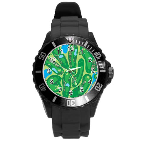 Golf Course Par Golf Course Green Round Plastic Sport Watch (L) from ArtsNow.com Front