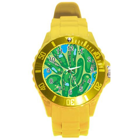 Golf Course Par Golf Course Green Round Plastic Sport Watch (L) from ArtsNow.com Front