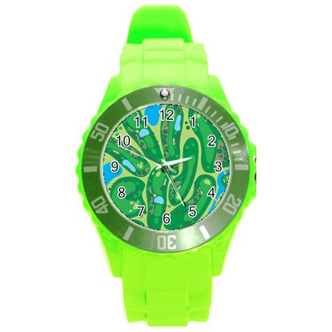 Golf Course Par Golf Course Green Round Plastic Sport Watch (L) from ArtsNow.com Front