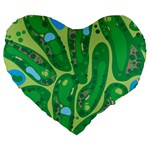 Golf Course Par Golf Course Green Large 19  Premium Heart Shape Cushions