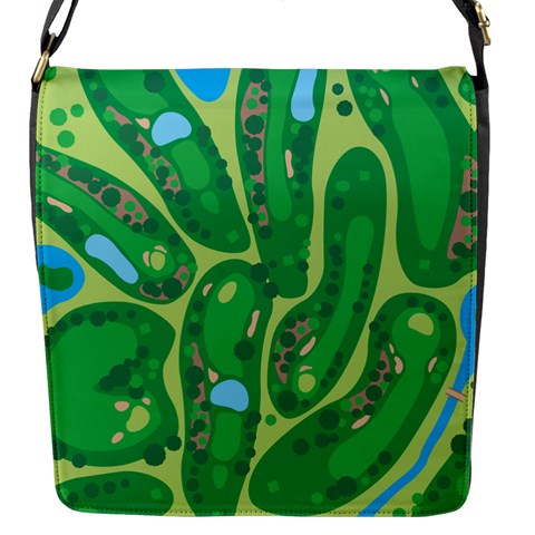 Golf Course Par Golf Course Green Flap Closure Messenger Bag (S) from ArtsNow.com Front