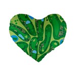 Golf Course Par Golf Course Green Standard 16  Premium Flano Heart Shape Cushions