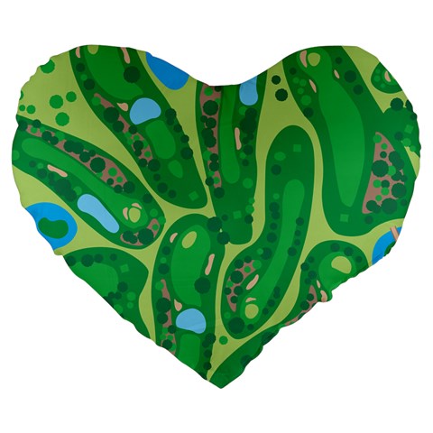 Golf Course Par Golf Course Green Large 19  Premium Flano Heart Shape Cushions from ArtsNow.com Front