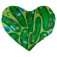 Golf Course Par Golf Course Green Large 19  Premium Flano Heart Shape Cushions from ArtsNow.com Front