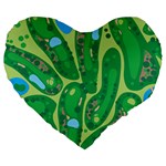 Golf Course Par Golf Course Green Large 19  Premium Flano Heart Shape Cushions