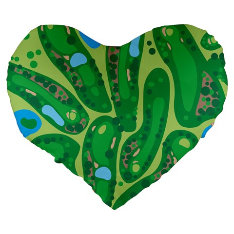 Golf Course Par Golf Course Green Large 19  Premium Flano Heart Shape Cushions from ArtsNow.com Back