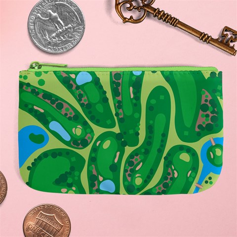Golf Course Par Golf Course Green Large Coin Purse from ArtsNow.com Front