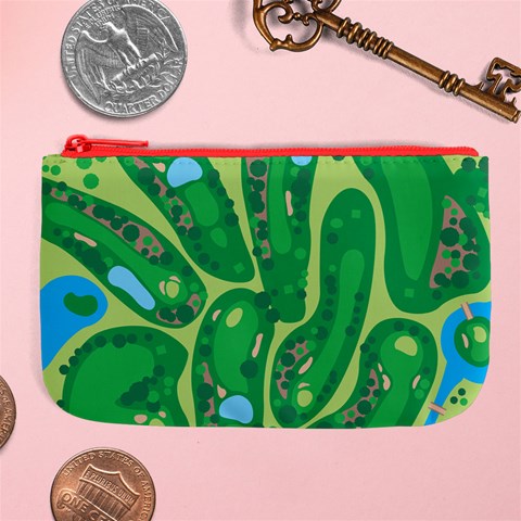 Golf Course Par Golf Course Green Large Coin Purse from ArtsNow.com Front
