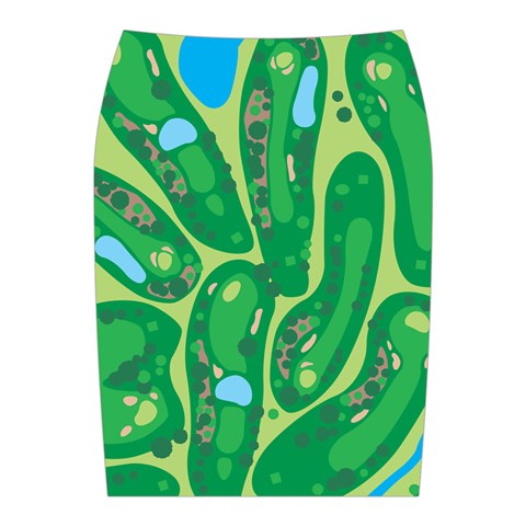 Golf Course Par Golf Course Green Midi Wrap Pencil Skirt from ArtsNow.com Back