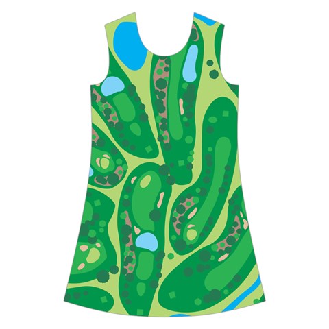 Golf Course Par Golf Course Green Kids  Short Sleeve Velvet Dress from ArtsNow.com Front