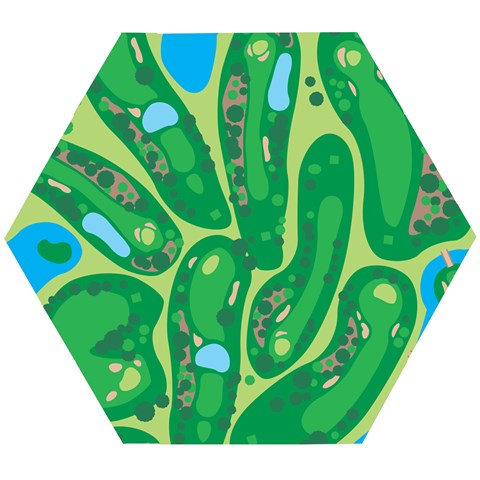 Golf Course Par Golf Course Green Wooden Puzzle Hexagon from ArtsNow.com Front